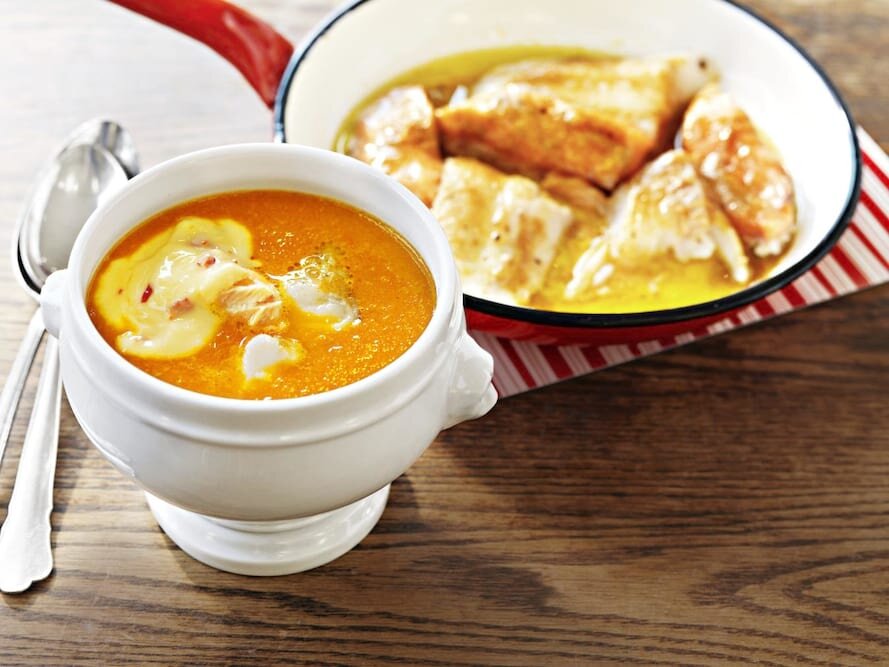 Sydfransk skaldjurssoppa med norsk torsk och lax