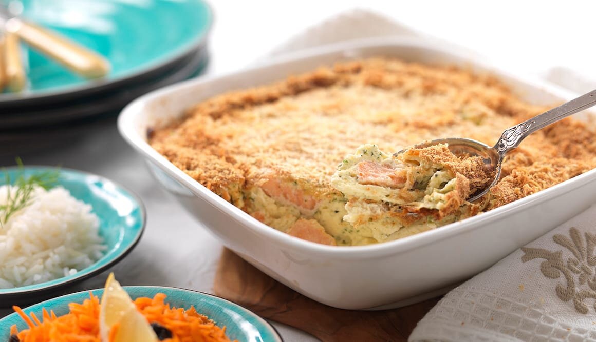 Fiskgratäng med lax
