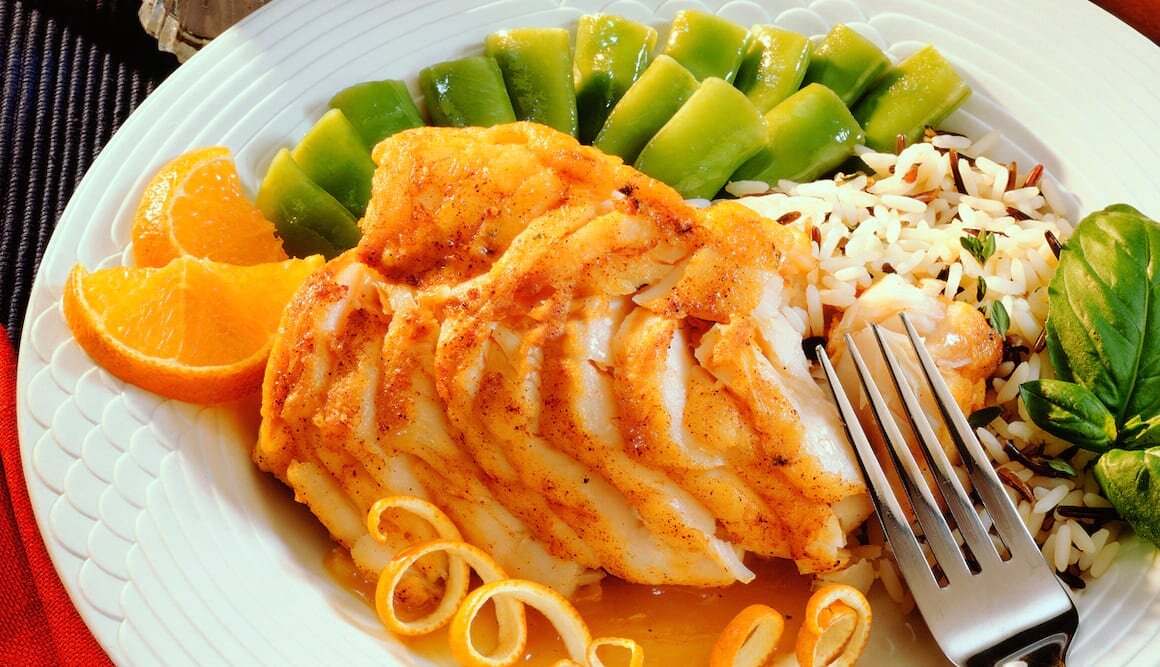 Stekt kolja med apelsinsås