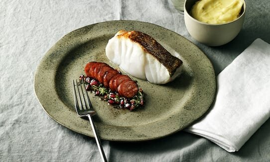 Skrei med chorizo 