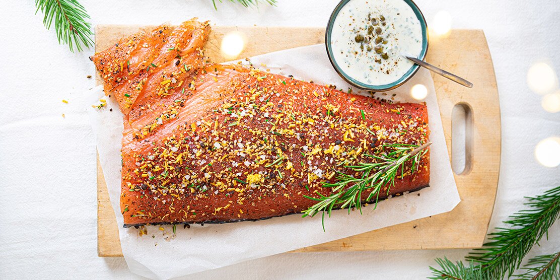 Gravlax med gin och szechanpeppar