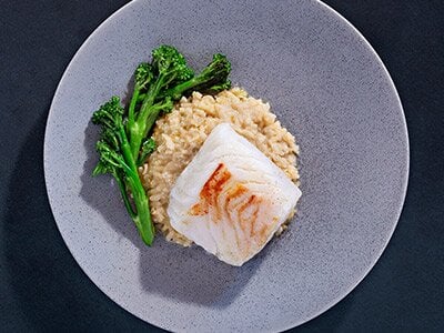 Stekt torsk med risotto