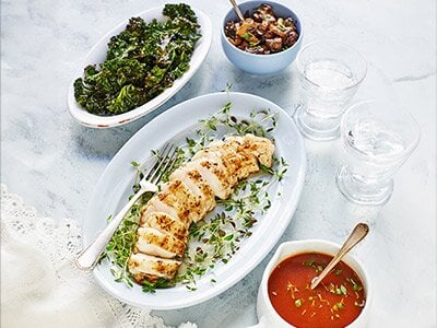 Marulk med stekt svamp och rödvinssås