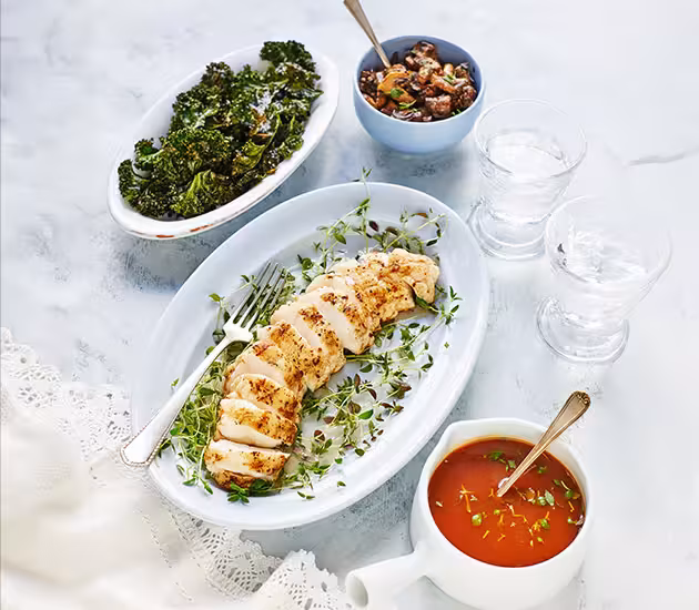 Marulk med stekt svamp och rödvinssås