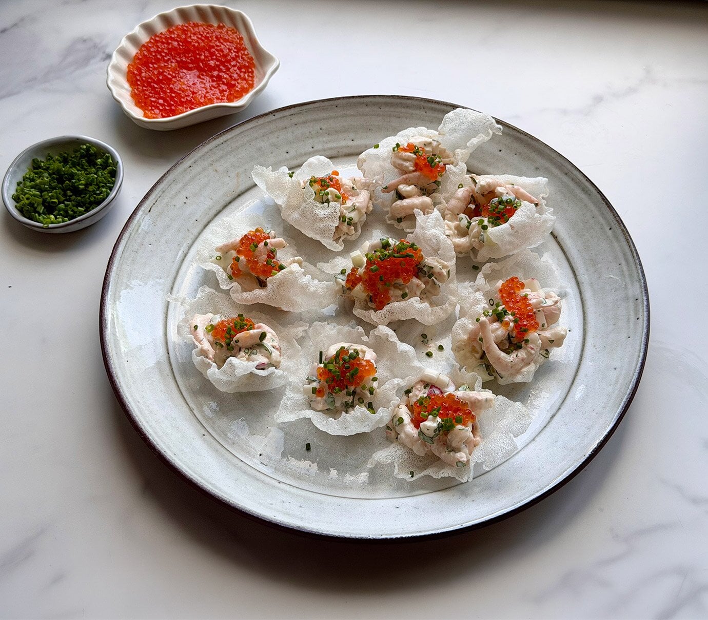 Asiatiska räksnittar på rispapper