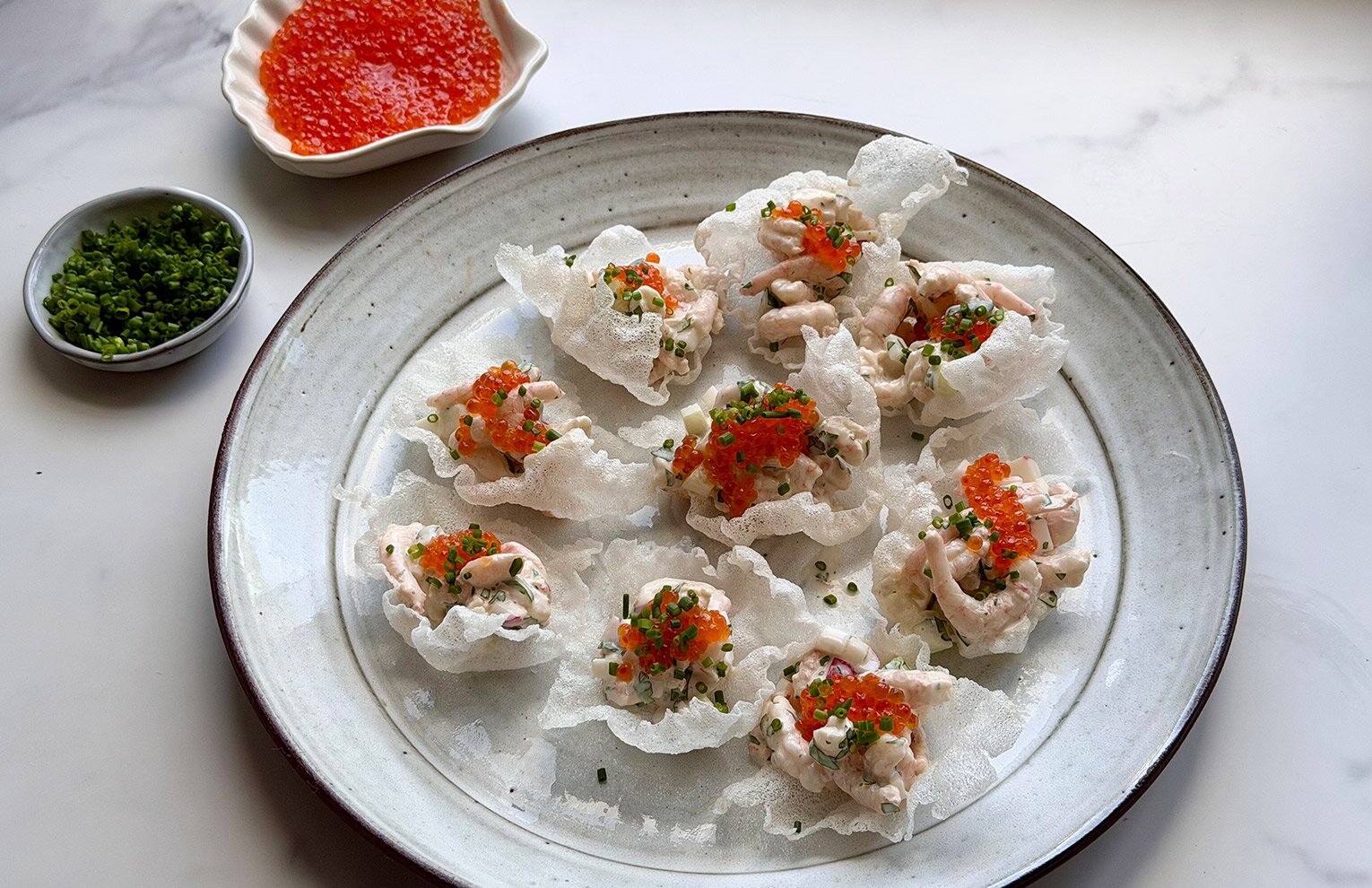 Asiatiska räksnittar på rispapper