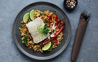 Blomkålsrisotto med pannstekt norsk sej