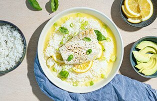 Ugnsbakad sej i citron- och äppelsås