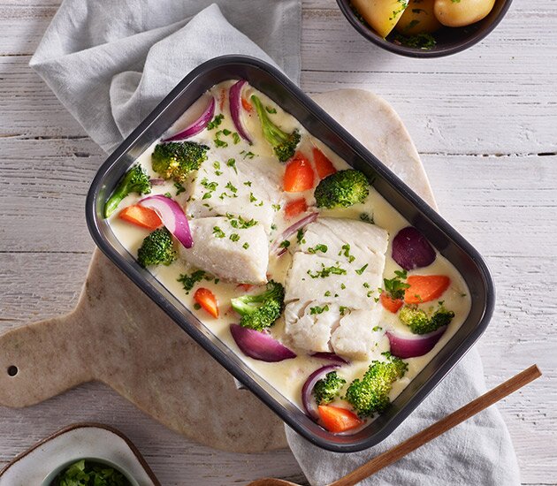 Ugnsbakad sej i citronsås