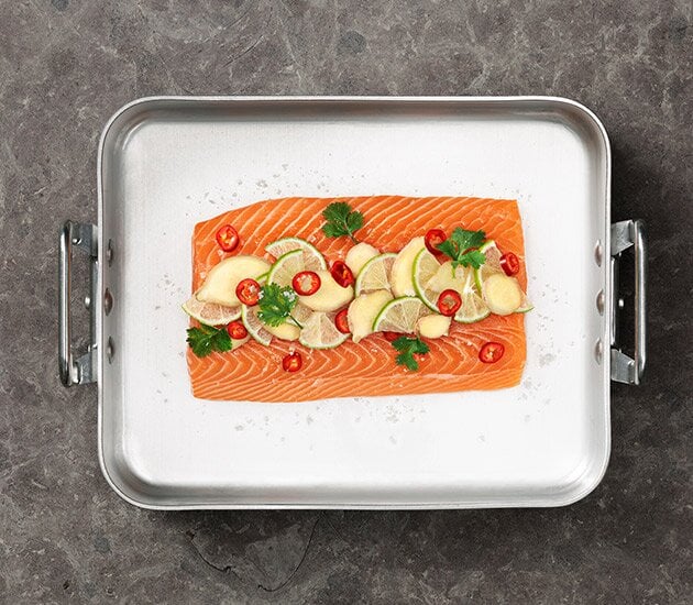 Lax i ugn med chili, lime och ingefära