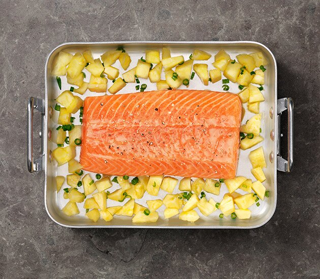 Lax i ugn med honung, dijon och ananas