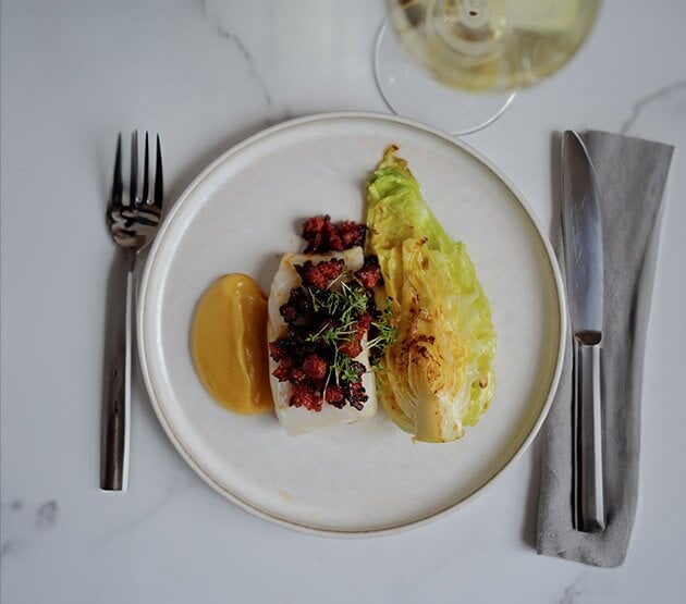 Citronbakad norsk Skrei med karamelliserad grädde