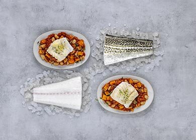 Norsk skrei sauterad med bönor, sötpotatis och timjan