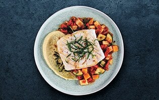 Norsk Skrei med polenta och ratatouille