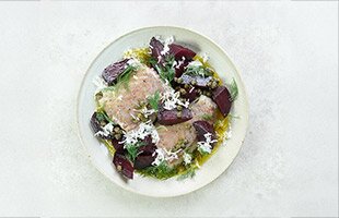 Bakad sejrygg med betor och kapris