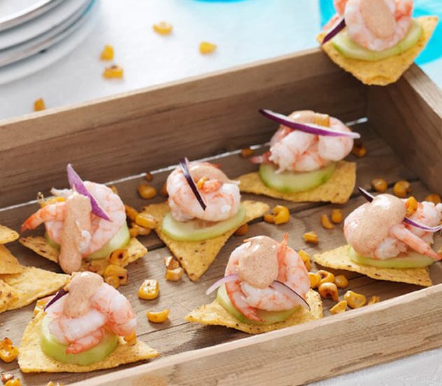 Tortillachips med norska räkor